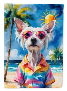 Chinese Crested Summer Beach Time Flag Canvas House Size DAC8268CHF - Picture 1 of 4