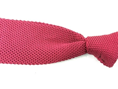 NWT Brooks Brothers Solid Cherry Red Slinky Knit Crochet Square Tip Silk Tie NR - Image 1 of 4