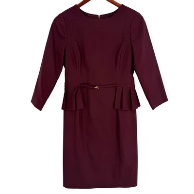 Ivanka Trump Womens Sz 4 Maroon Red Formal Red Dress Christmas Business Artsy - Image 1 of 4