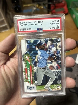2020 Topps Holiday #HW54 Randy Arozarena Rays RC PSA-10 GEM MT Graded Combined - Image 1 of 2