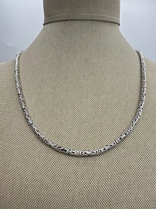 Fun Vintage Handcrafted Sterling Silver Byzantine Necklace 17.5” 29.3g  Hefty - Picture 1 of 11