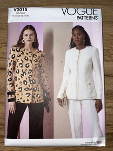 Vogue V2015 Sewing Pattern Misses' Lined Collarless Jacket Size Y5 (18-26) UNCUT - Picture 1 of 2