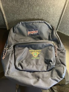 Jansport Vintage 90's Backpack Day Pack USA Made Blue Bag South Buffalo NY Patch - Picture 1 of 13