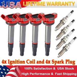 UF596 4X Ignition Coil and iridium Spark Plug For 2009-2017 Toyota Corolla 1.8L - Picture 1 of 20