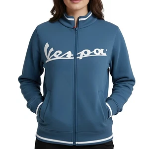 FELPA VESPA DONNA BLU LOGO SENZA CAPPUCCIO TAGLIA XS - Picture 1 of 3