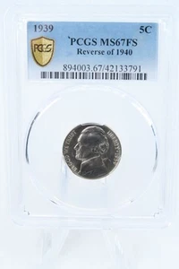 1939-P PCGS MS67FS Reverse of 1940 Jefferson Nickel Full Steps 5C - Picture 1 of 2