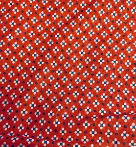 VTG Ditzy CALICO RED w/ White Daisies & Blue Florals Cottagecore 22"X8" - Picture 1 of 3
