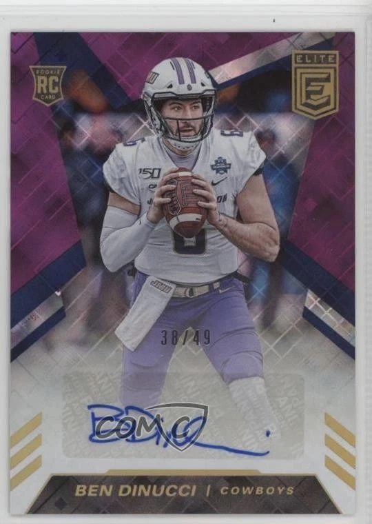2020 Panini Donruss Elite Rookie Purple /49 Ben DiNucci #RA-BD Auto RC - Image 1 of 2