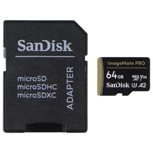 SanDisk 64GB ImageMate PRO microSDXC Memory Card w/Adapter - A2 U3 V30 (200MB/s) - Picture 1 of 2