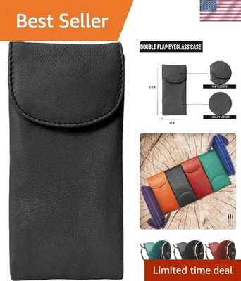 优雅柔软皮革眼镜盒:太阳镜和阅读器双隔层 — 第 1/4 张图片