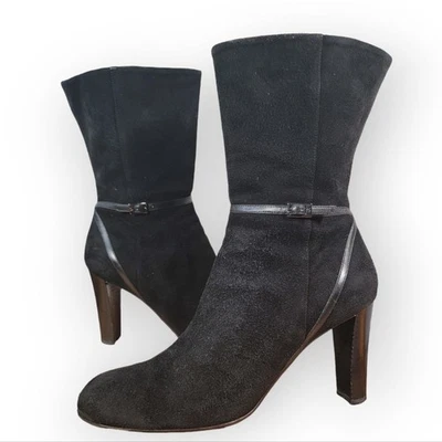 GIORGIO ARMANI Negro Gamuza Tacón Botas Botines 38.5 Tacones Otoño Invierno Clásico  Foto 1 de 4
