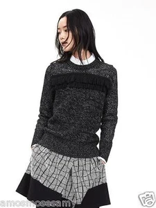 NEU Banana Republic gemischte Nähte Fransen Wolle Bld Pullover Strick schwarz Damen M Neu mit Etikett - Bild 1 von 5
