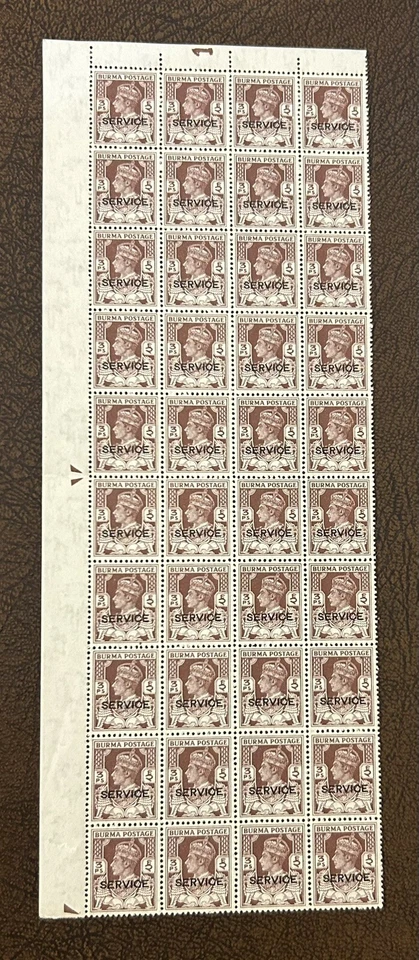 KING GEORGE VI BURMA 40 Unused SERVICE  Stamps Rare - Image 1 of 2