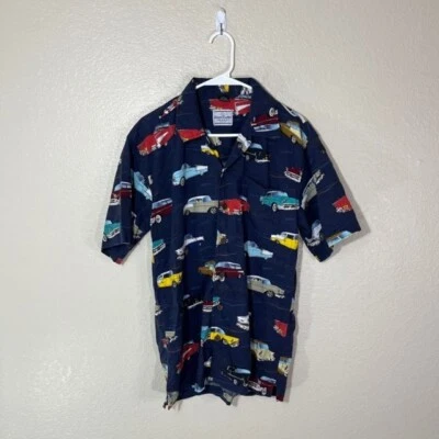 Vintage David Carey Hawaiian Shirt Mens Medium Chevrolet Chevy Car Print - Image 1 of 4