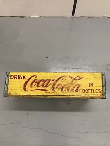 Vintage Coca Cola Wooden Soda Crate Yellow Rare Coke Red Print - Picture 1 of 6