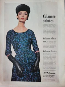 1961 womens Celanese Acetate R&K dress black gloves vintage fashion ad - Picture 1 of 1