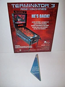 Terminator 3 Pinball Machine FLYER And Plastic Promo Keychain Stern Original NOS - Picture 1 of 2