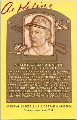 Подписанная золотая табличка Зала славы Эла Калина - Изображение 1 из 2