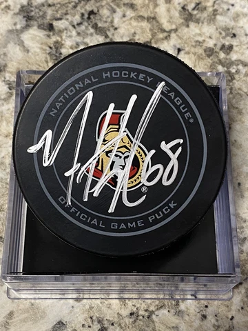SIGNED AUTOGRAPHED OFFICIAL NHL GAME PUCK OTTAWA SENATORS MIKE HOFFMAN Cover