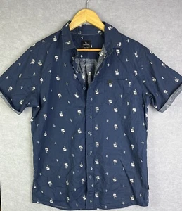 Mens Shirt Rip Curl Short Sleeve Shirt Blue Button Up Pocket Cuffed M Medium - Picture 1 of 7