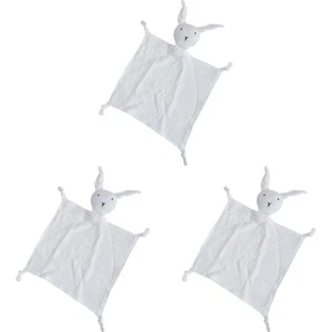 3x LVD Bunny Soft Cotton Blankie Pearl Home/Nursery Decor Children/Baby 30cm - Picture 1 of 3