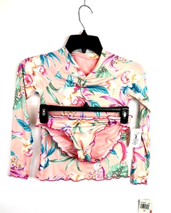 Hobie Girl’s Pink Long Sleeve Two Piece Rashguard Set Size 10 - Picture 1 of 3