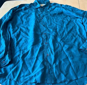 VTG PROTEST 100% SILK TEAL BUTTON UP SHIRT MENS SZ L - Picture 1 of 5