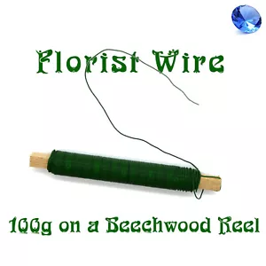 Green Florist Wire on Beechwood Reel Floral Wires Supplies 100g Roll Art Crafts - Picture 1 of 3