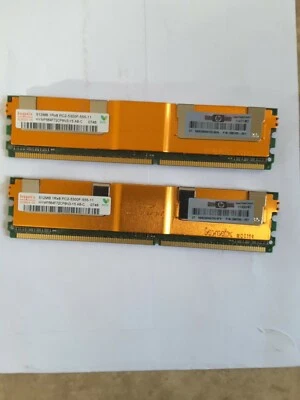 QTY 2 - 398705-051 HP HYNIX 512MB PC2-5300F DDR2 hymp564f72cp8n3-Y5 - Image 1 of 2