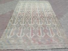 Vintage Turkish Kilim Rug, Pale Color Rug, Large Kilim 69"x113" Area Rug, Carpet