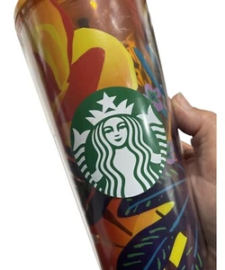 Starbucks 2022 Orange Summer Aqua Terra 24oz Venti Tumbler Cold Cup - Picture 1 of 7