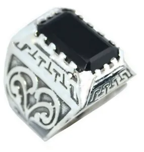 Chunky 14gm Emerald cut Black Onyx Solid Sterling SILVER Rings New 925 Mens Ring - Picture 1 of 7