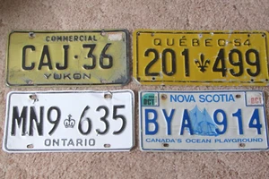 lot 4 expired Canada License Plates Quebec 54 Ontario Yukon Nova (3+ years old) - Picture 1 of 4