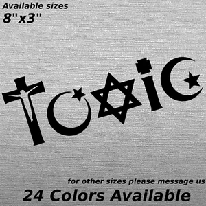 Toxic religion decal sticker atheist anti religion logic imaginary friends  - Picture 1 of 1