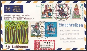 Cubierta de primer vuelo FFC0158 Lufthansa, FFC, registrada, Frankfurt - Port Louis - Imagen 1 de 2