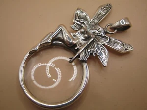 Pretty HM Sterling Silver Fairy Nymph Magnifying Lens Jewellers Loupe Eye Glass - Picture 1 of 8