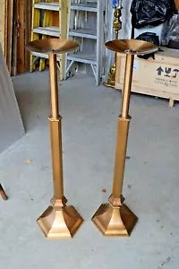 + Par de candelabros procesionales, bronce macizo, faltan enchufes + (CU801) - Imagen 1 de 10