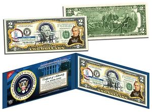 ZACHARY TAYLOR * President 1849-1850 * Colorized $2 Bill US Genuine Legal Tender - Picture 1 of 3