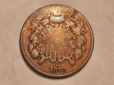 1870 Two Cent Piece American United States Relic 2 Cents Tuppence - Image 1 of 4