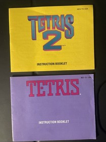 Tetris 1 y 2 Nintendo NES Manual Folleto de Instrucciones Lote Aut&eacute;ntico Original!!