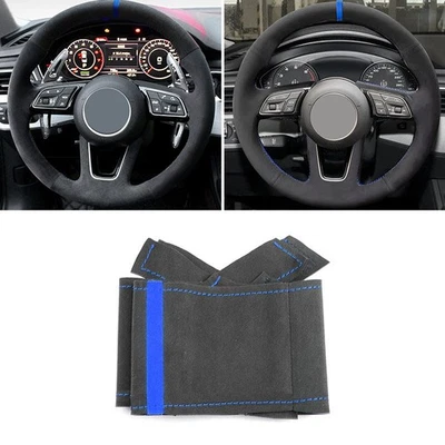 Замшевая синяя полоса чехол на руль для Audi A4 B9 2015 2016 2017 2018-2022 - Изображение 1 из 4