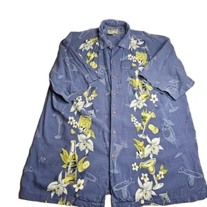 Mens Big Dogs Button Shirt Hawaii Beer/Floral Blue Short Sleeve s/XL Vacation - Picture 1 of 10