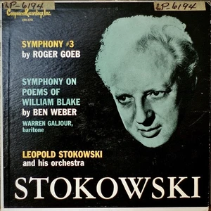 ROGER GOEB: Symphony No. 3/BEN WEBER: Symphony on Poems...M1958LP STOKOWSKI - Picture 1 of 1