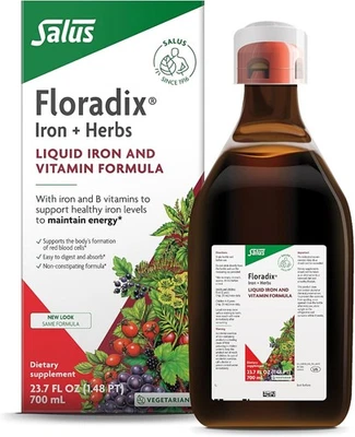 Floradix Hierro y Hierbas - Suplemento líquido de hierro a base de hierbas (23,7 fl oz) TOTALMENTE NUEVO Foto 1 de 4