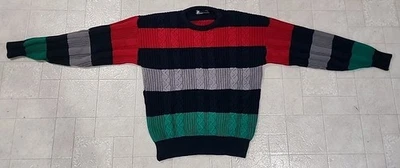 Vintage Lobo By Pendleton Mens Medium Cable Knit Sweater Red, Blue, Gray, Green - Image 1 of 4