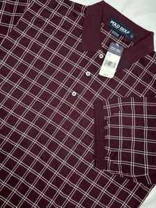 Polo Golf Ralph Lauren Men's XL Short Sleeve Shirt Maroon Check Old Stock NWT - Picture 1 of 6