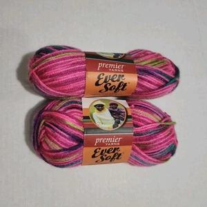 Premier Yarns Ever Soft Yarn 36-09 Neon Lights Lot Of 2 - Picture 1 of 6
