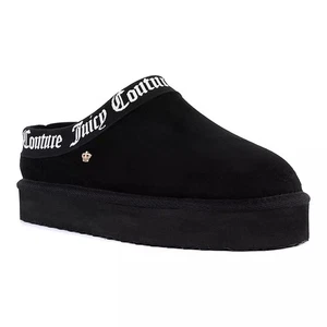 Juicy Couture Women Oney Slip On Scuff Slippers Size US 11 Black Faux Suede - Picture 1 of 3