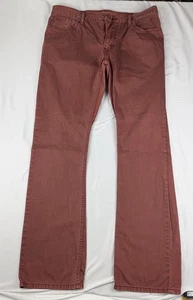Levi's 514 Mens W36 L34 Straight Leg Slim Fit Jeans Red Denim Mid Rise Zip Fly - Picture 1 of 16