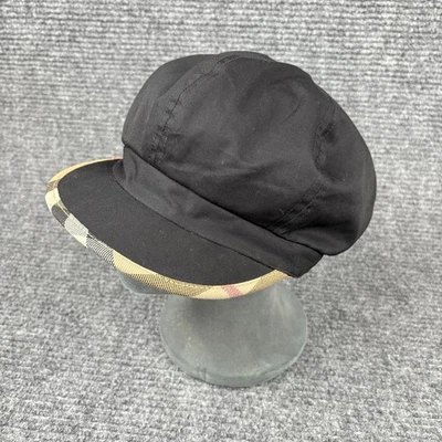 Burberry Nova Check Trimmed Newsboy/Cabbie/Baker Boy Hat Cap Black Size Medium - Image 1 of 4